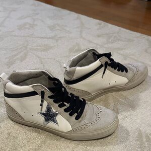 ShuShop White and Tan Sneakers